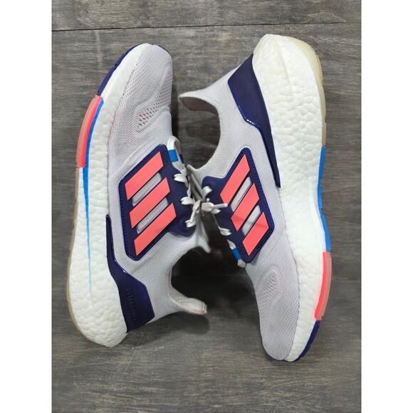 Adidas Ultra Boost 22 White Turbo Indigo Running Shoes Size 9 Womens - Picture 6 of 9